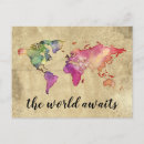Pesquisar por mapa mundo cartoes postais Mapa de aquarela