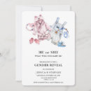 Pesquisar por gender reveal baby shower convites Azul