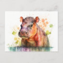 Pesquisar por hipopótamo cartoes postais Aquarela