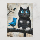 Pesquisar por gato divertido cartoes postais Azul