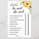 Pesquisar por she said Bridal shower game