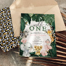 Pesquisar por primeiro aniversario safari convites Folhas tropicais