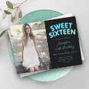 Pesquisar por teal black sweet 16 party convites Dezesseis