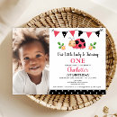 Pesquisar por ladybug first birthday convites Fofofo