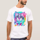 Pesquisar por gato colorido camisetas Geométrico