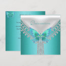 Pesquisar por quinceanera azul turquesa convites Borboleta