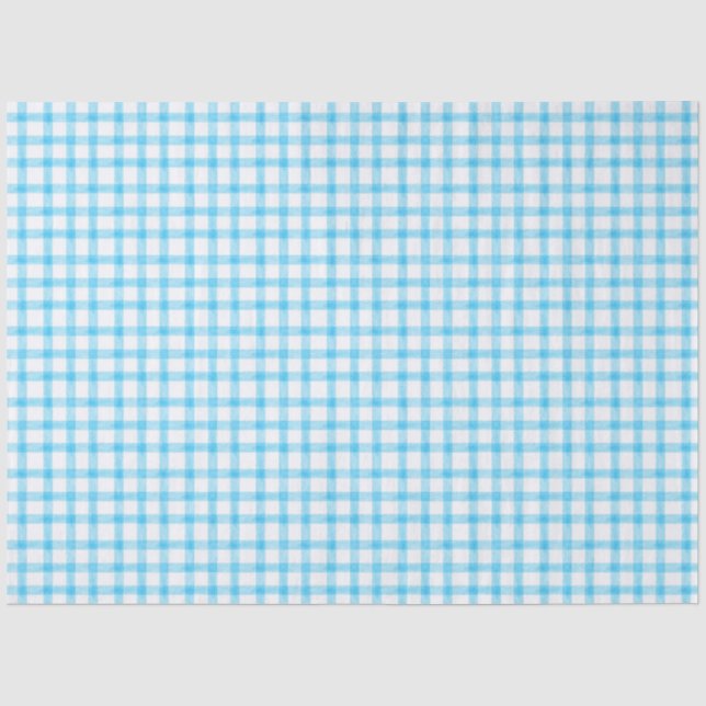 002 Papel de Seda Xadrez Azul Cerúleo (Frente )