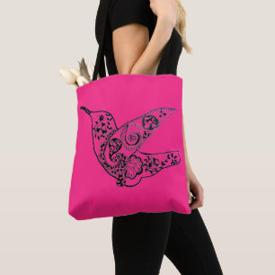071 - Pink Red Hummingbird Tote Bag (Bandeja de To