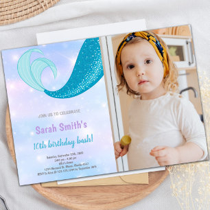 10ª Sereia Convites de Aniversário com Foto