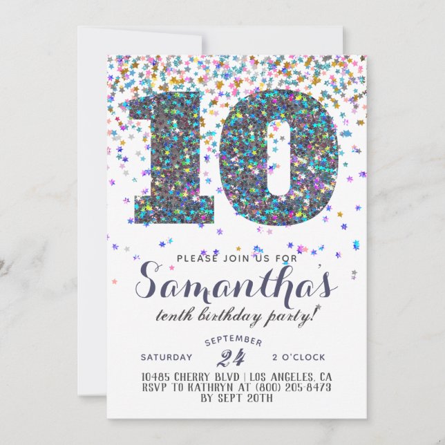 10º Aniversário Confetti Convite (Frente)