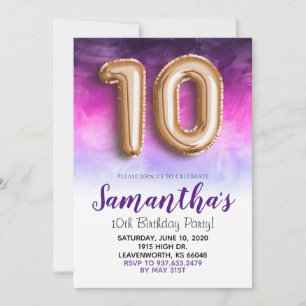 10º Aniversário - Convite para Mármore Roxo