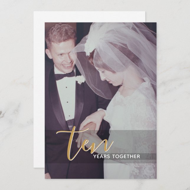 10º Aniversário de Casamento e Convite Fotográfico (Frente/Verso)