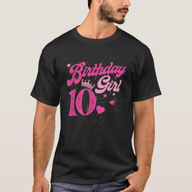 10º Aniversário Rapariga Coroa De 10 Anos Camisa D (Frente)