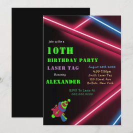 10º Neon Birthday Laser Tag Convites de festas