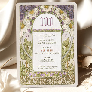 100º Aniversário Convite Art Nouveau Daisies