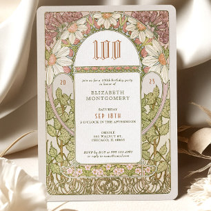 100º Aniversário Convite Art Nouveau Daisies