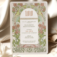 100º Aniversário Convite Art Nouveau de Mucha