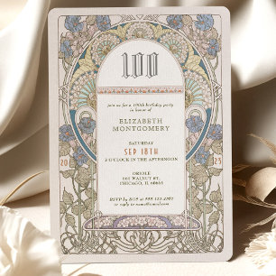100º Aniversário Convite Art Nouveau de Mucha