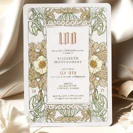 100º Aniversário Convite Art Nouveau de Mucha