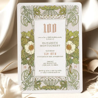 100º Aniversário Convite Art Nouveau de Mucha