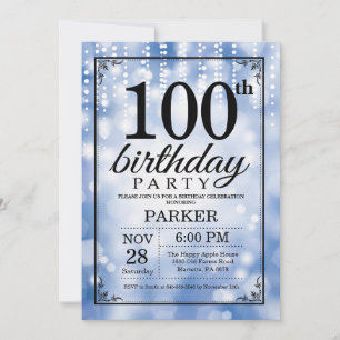 100º Aniversário Convite Azul