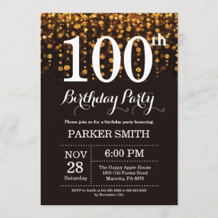 100º Aniversário Convite Dourado