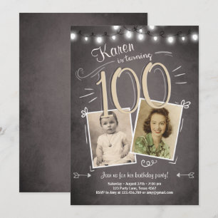 100º Aniversário Convite Vintage Centenas de Ano