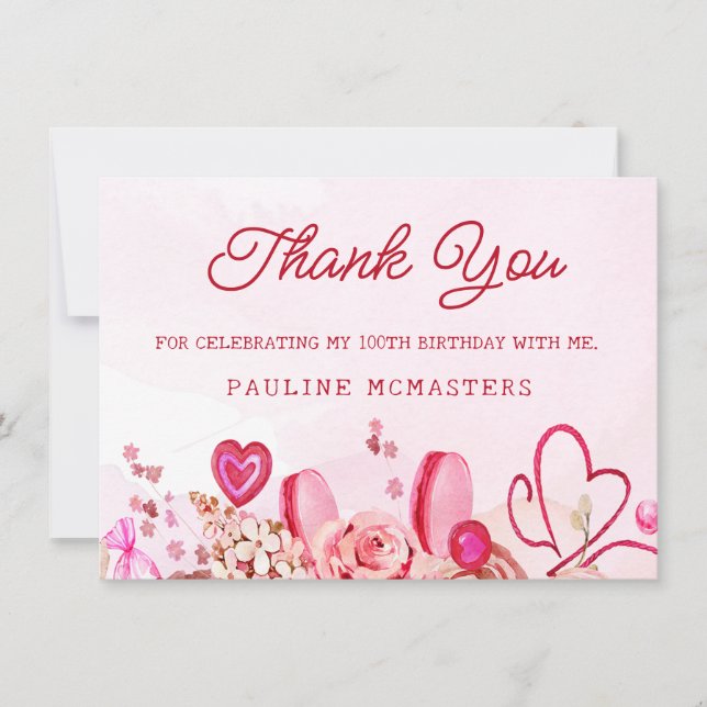 100º Aniversário Rosa Rosa Suave Suave Coração Sua (Frente)