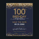 100º Aniversário Salvar o Convite de Orçamento de<br><div class="desc">Elegante brilho de ouro Faux com os realces de confete em shimmering na borda superior e inferior. Todo o texto é ajustável e fácil de mudar para as necessidades do seu próprio partido. Excelente de modelo de 100 anos elegante.</div>
