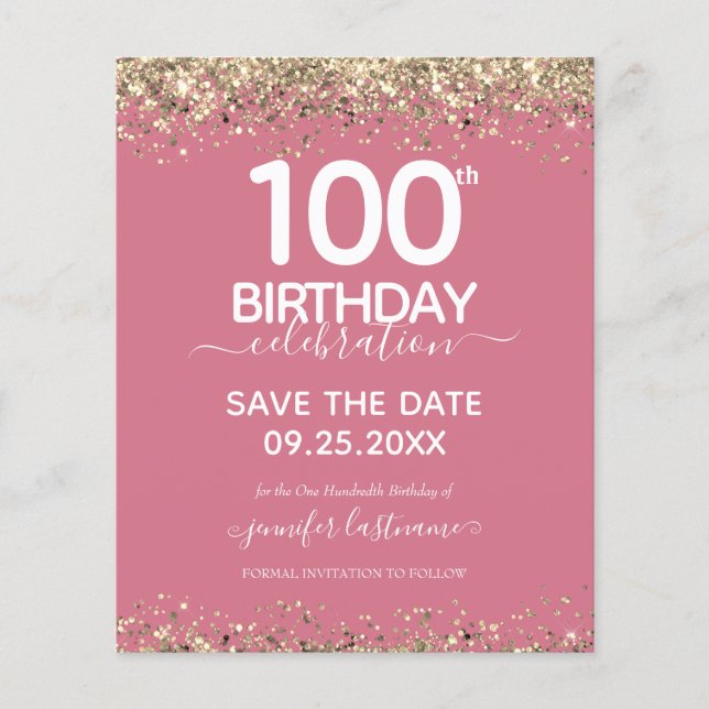 100º Aniversário Salvar o Convite de Orçamento de  (Frente)