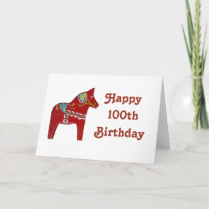 100º Cartão de aniversário com Dala Horse
