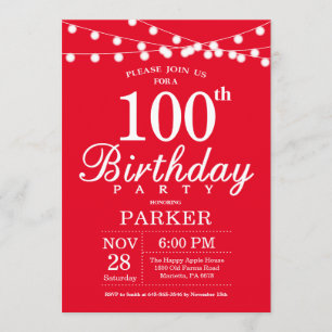 100º Convite de Aniversário Vermelho