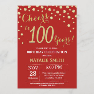 100º Convite de Diamante de Aniversário, Vermelho 