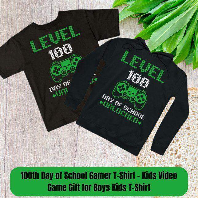 100º Dia da Camisa de Jogador da Escola - Gama de  (100th Day of School Gamer T-Shirt - Kids Video Game Gift for Boys Kids T-Shirt)