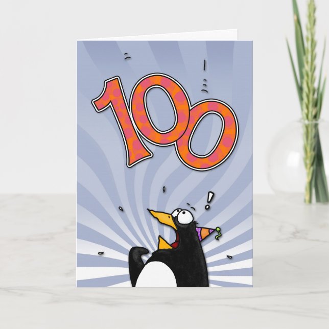 100.º Aniversário - Cartão Surpresa de Pinguim (Frente)