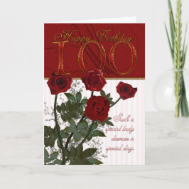 100.º Cartão de aniversário com Rosas