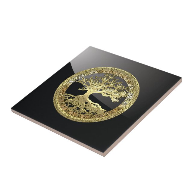 [100] Árvore Celta da Vida [Dourado] (Lateral)