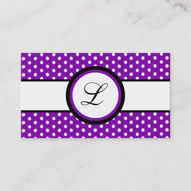 100 Cartão de visita Pokadot Polkadot Branco Roxo (Frente)
