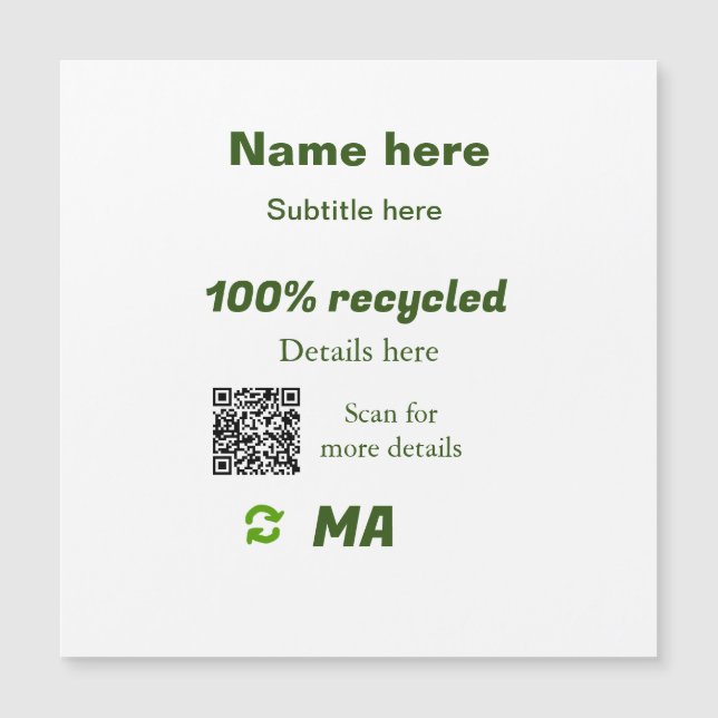 100% de reciclado adicionar código Q R aqui nome c (Frente)