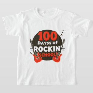 100 dias de camiseta das crianças da escola Rockin