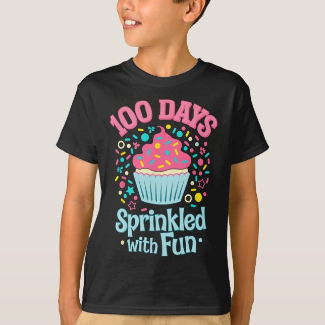 100 Dias Empurrados Com Camisa De Cupcake Divertid (Frente)