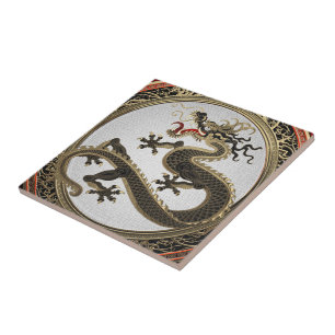 [100] Dragão Oriental Dourado e negro