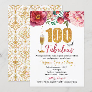 100 e o convite para o aniversário Fabuloso para 