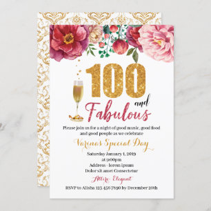 100 e o convite para o aniversário Fabuloso para a