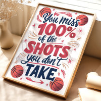 100% Miss: Poster de Motivação de Basquete
