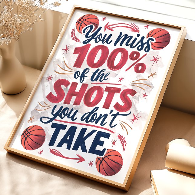 100% Miss: Poster de Motivação de Basquete (Criador carregado)