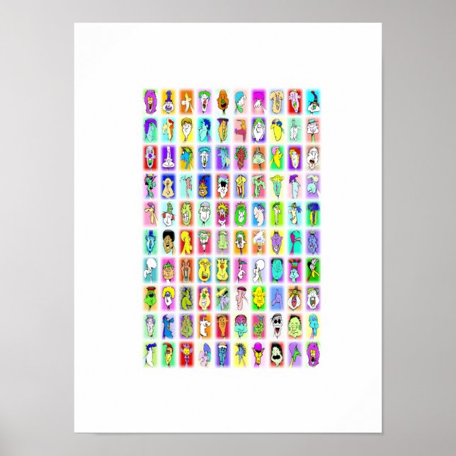 100 Rostos Engraçados: Poster (Frente)