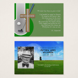 100 x GOLF Memorial Prayer Card Foto e Verso
