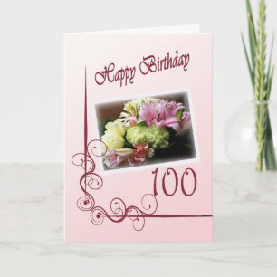 100th cartão de aniversário feliz - buquê da fl