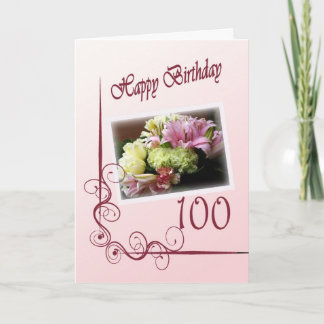 100th cartão de aniversário feliz - buquê da flor